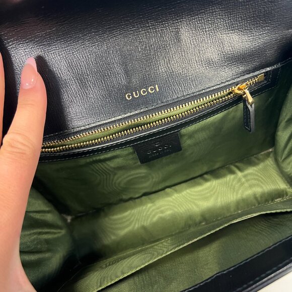 Gucci Small GG Ring Shoulder Bag - Black Leather, Gold Hardware - Picture 12 of 13